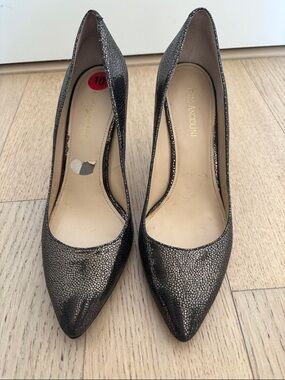 Enzo Angiolini Shimmering Pewter Pointed-Toe Pumps